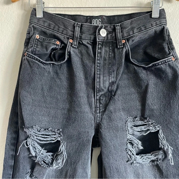 BDG Urban Outfitter Jeans Women’s 27 Black High Rise Baggy Skater Ripped Grunge - Picture 6 of 16
